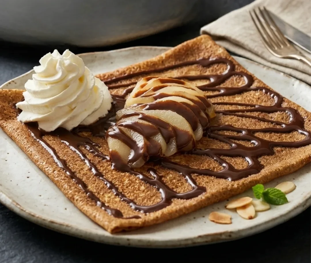 Crêpe sucrée poire chocolat et chantilly au Lak Atao, à Penmarc'h