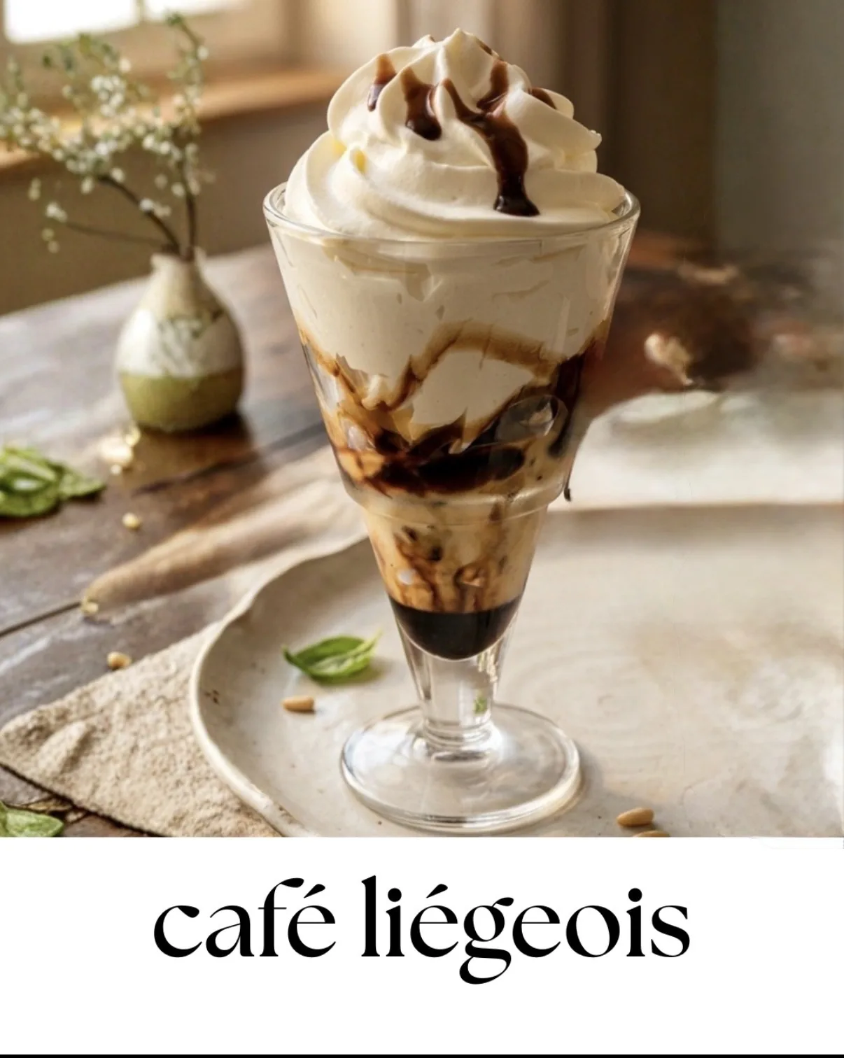 Café Liégeois — café, sauce café, crème fouettée